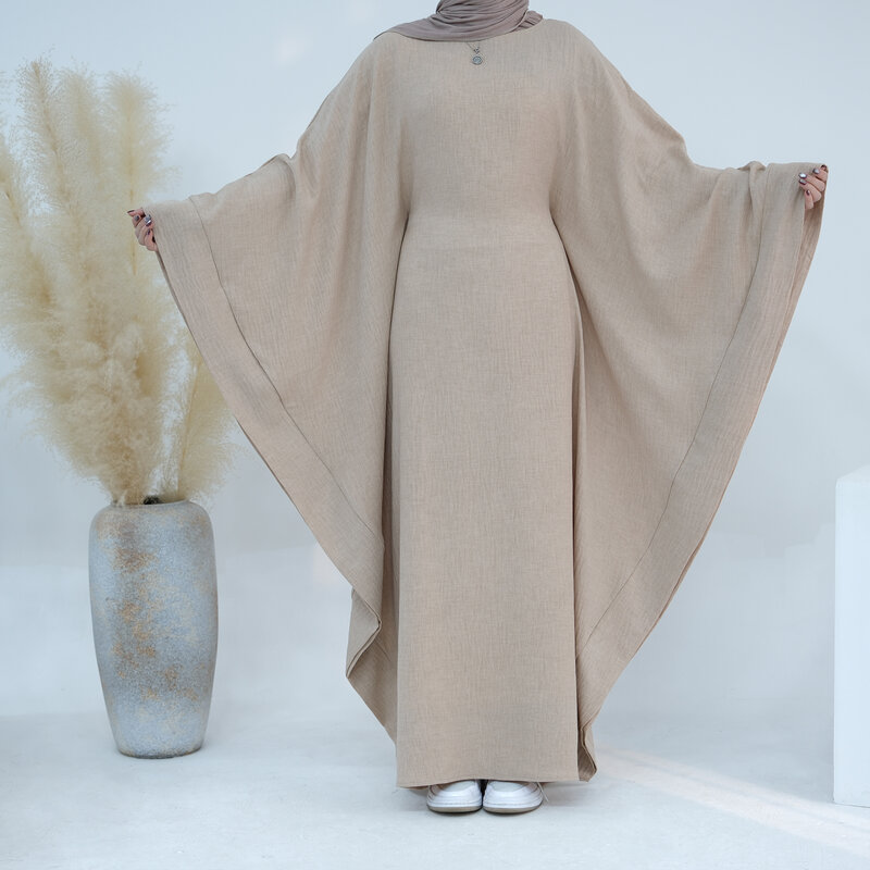 Muslim Plain Abaya Women Bat Sleeve Maxi Dress Turkish Dubai Kaftan Eid Ramadan Islamic Party Arab Gown Caftan Loose Clothing