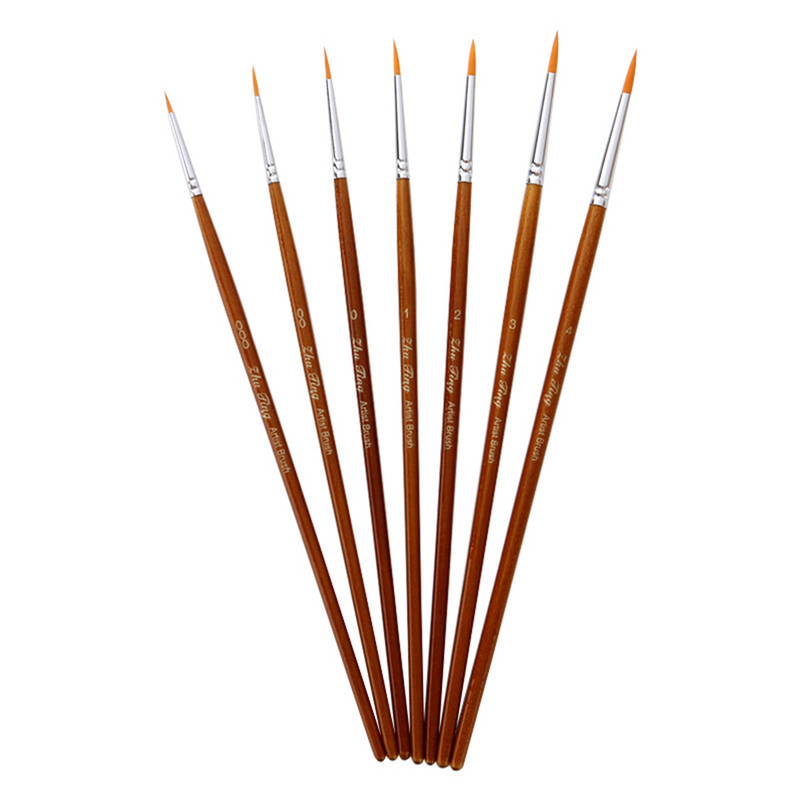 7pcs Brush Set Painting Tool Sets Nylon Brush Wood Handle for Watercolor Miniature Paint Pen Paint Brushing Gouache