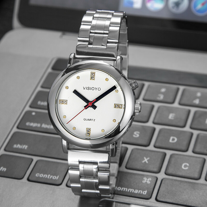 Niemiecki zegarek z alarmem, datą i czasem mówienia, białą tarczą TGSW-27