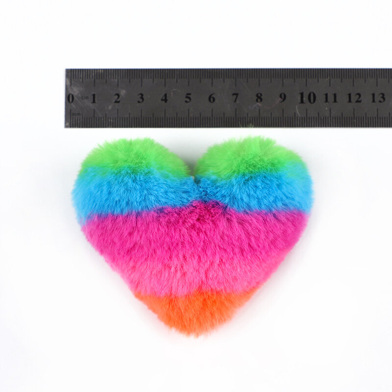 Faux Fur Heart Ball Charms, DIY Pompom Pingente para Fazer Jóias, Colar, Brincos, Sapatos, Chapéus, Lenços, Decoração