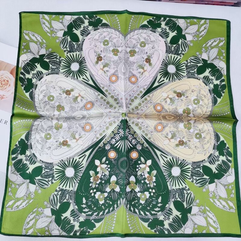 2023 New Silk 100% Small Square Scarf  Women's Bandelet Fashion Print Handkerchief Wearing A Variety Of Decorative Scarves