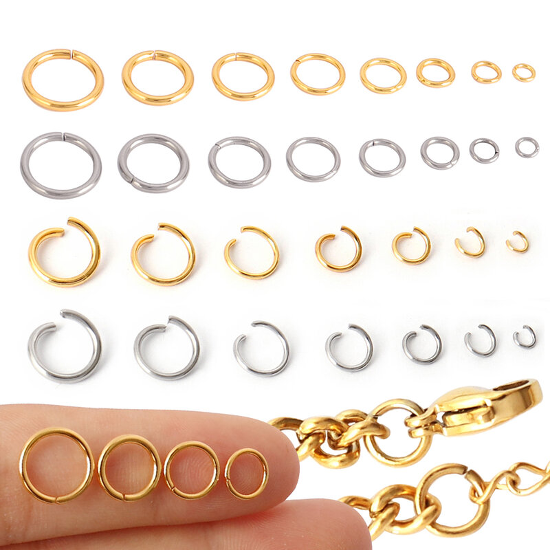 Anneaux de saut ouverts en acier inoxydable, connecteurs d'anneaux fendus pour la fabrication de bijoux, fournitures, vente en gros, 100 – 200 pièces/lot