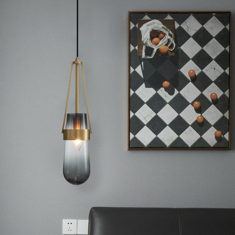 Nordic Minimalist Water Drop Glass Single Head Chandelier Kitchen Table Lamp Creative Personality Designer Light Luxury Pendent