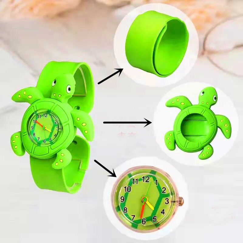 Cartoon Delfine Haie Kinder Uhren Baby lernen Zeit Puzzle Spielzeug Armband 3D Krokodil Krabben Kinder digitale Elektronik Uhr