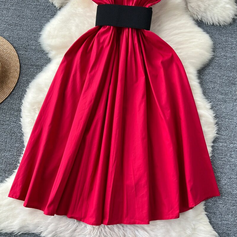 Schicke sexy süße Schärpen plissiert ärmelloses Kleid Mode Vestido schlanke Vintage Party Sommer Strand elegante V-Ausschnitt Kleider