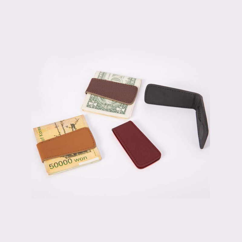 Mini pince à billets magnétique en cuir de vachette pour adulte, porte-billets magnétique portable, mince, compact, confortable, poche, style minimaliste