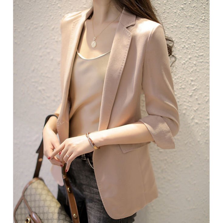 2023 nuovo vestito sottile leggero e lussuoso cappotto Casual da donna a tre quarti manica rosa sottile stile estivo drappeggio moda