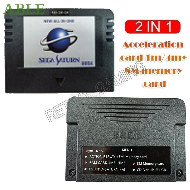 All in One SS Sega Saturn SD Card, Pseudo KAI Video Games, usado com leitura direta, 4M Accelerator Function, 8MB de memória, original