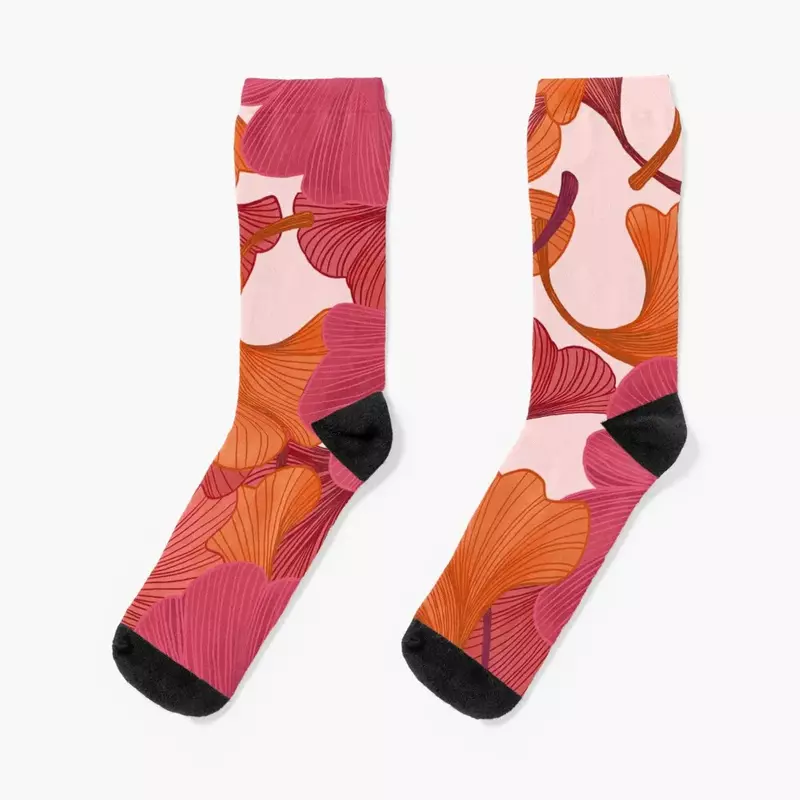 Kaus kaki daun Ginkgo musim gugur hadiah Natal kaus kaki bahagia hiking untuk pria wanita