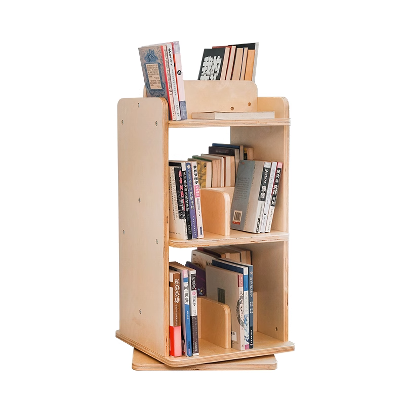 Xihnyata rak buku putar kayu padat, kamar tidur, rak penyimpanan buku kecil, rak buku sederhana anak-anak