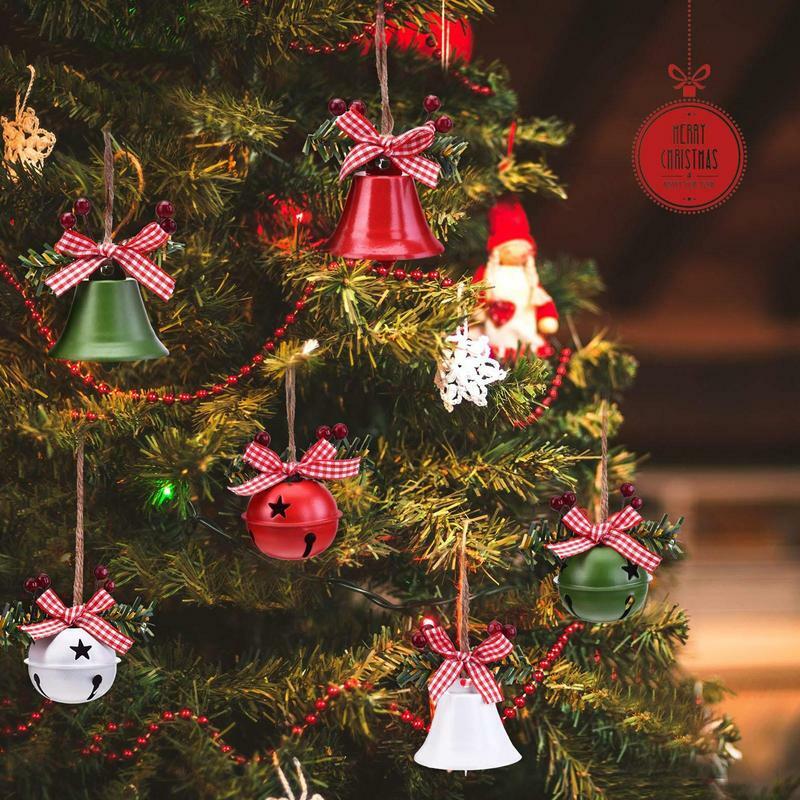 Árvore de Natal pendurado pingente ornamento, metal Jingle Bells, Fontes do partido do Natal, Ano Novo 2023, 6pcs, 2024