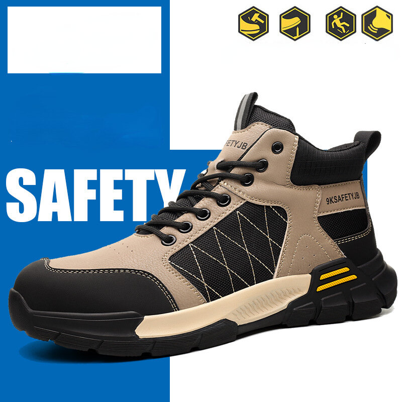 男性用の鋼のつま先の安全靴,パンク防止,通気性のある作業靴,建設靴