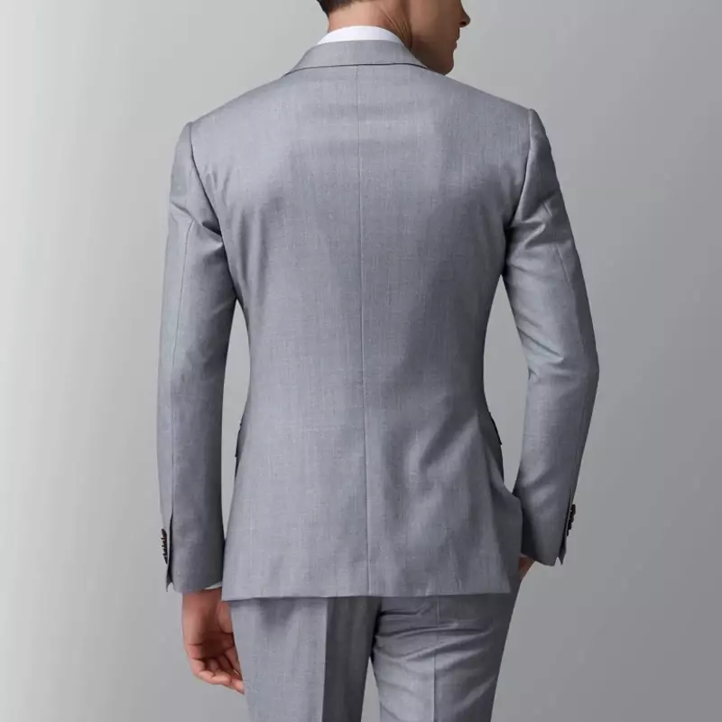 Traje ajustado de 2 piezas para hombre, chaqueta con pantalones, esmoquin de boda para novio, traje de fiesta de cena, color gris claro