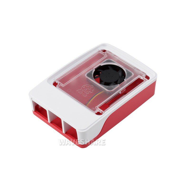 เคส Waveshare อย่างเป็นทางการสำหรับ Raspberry Pi 5พัดลมทำความเย็นในตัวสีแดง/ขาว