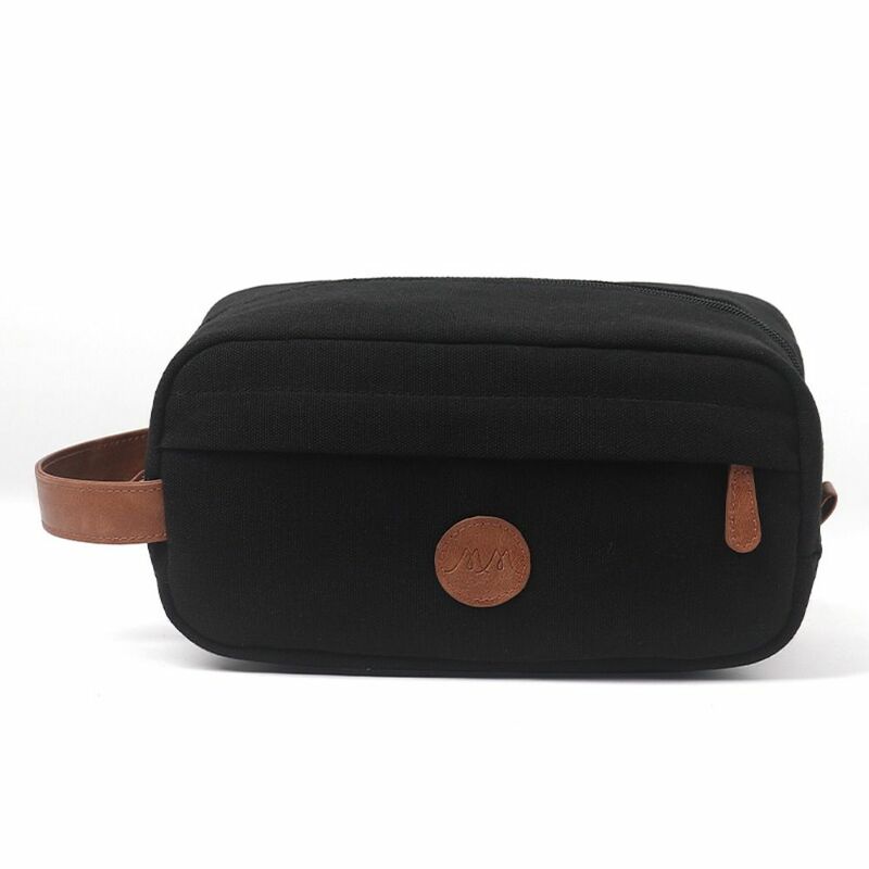 Zipper Toiletry Bag Fashion Large Capacity Canvas Cosmetic Bag Portable Travel Storage Pouch Men