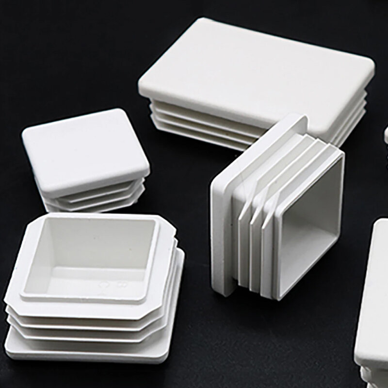 White Square/Rectangle Plastic Pipe Inner Plug Blanking End Caps for Table Chair Leg Inserts Plug Bung Insert Stopper