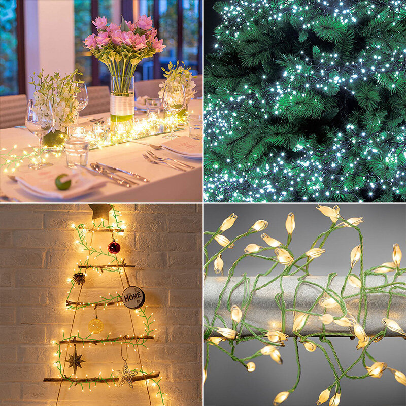 18M Cluster Christmas String Lights LED decorazione per esterni ghirlanda Fairy Light illuminazione natalizia festa di Halloween matrimonio capodanno