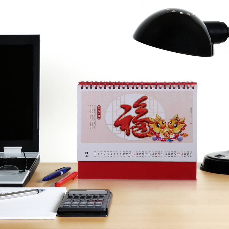 Mesa decorativa calendário para estudantes, estilo chinês, mês