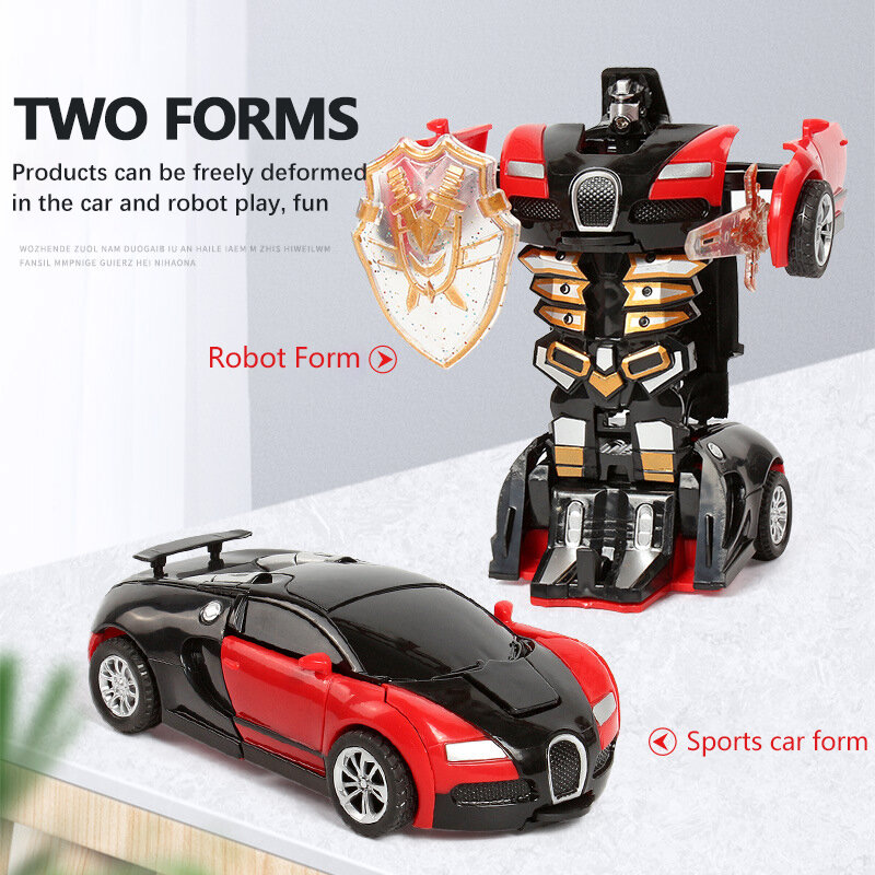 Children's Cool Deformation Toys Back Inertia Collision Deformation Four wheel drive Car Robot Anti-collision Fall-resistant Toy