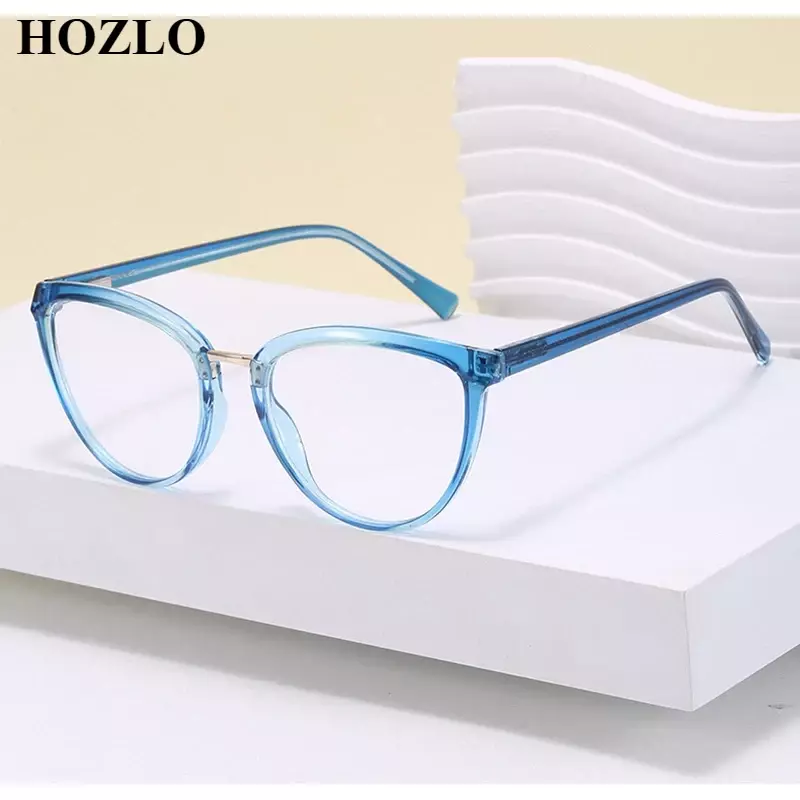 New Fashion Women Cat Eyes Anti Blue Light Myopia Glasses Female Ladies Retro Insert Core Leg Nearsighted Spectacles Custom Lens