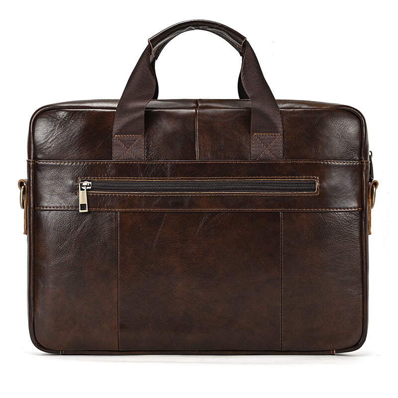 Maleta de couro genuíno para homens, saco do portátil, sacos do mensageiro, maleta masculina, natural, 2024