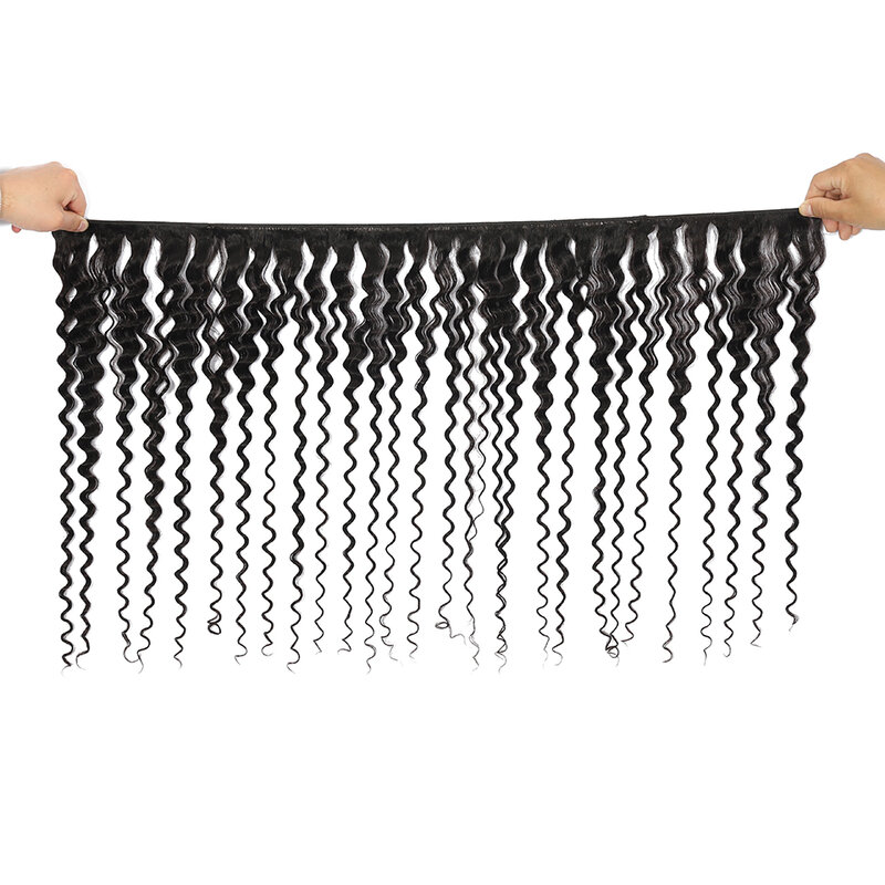 ブラジルの自然な波状織りのバッチ,100% 人毛,深い波のよこ糸,二重よこ糸のヘアエクステンション,自然な色,1バンドル,3ロット,4ロット,12a