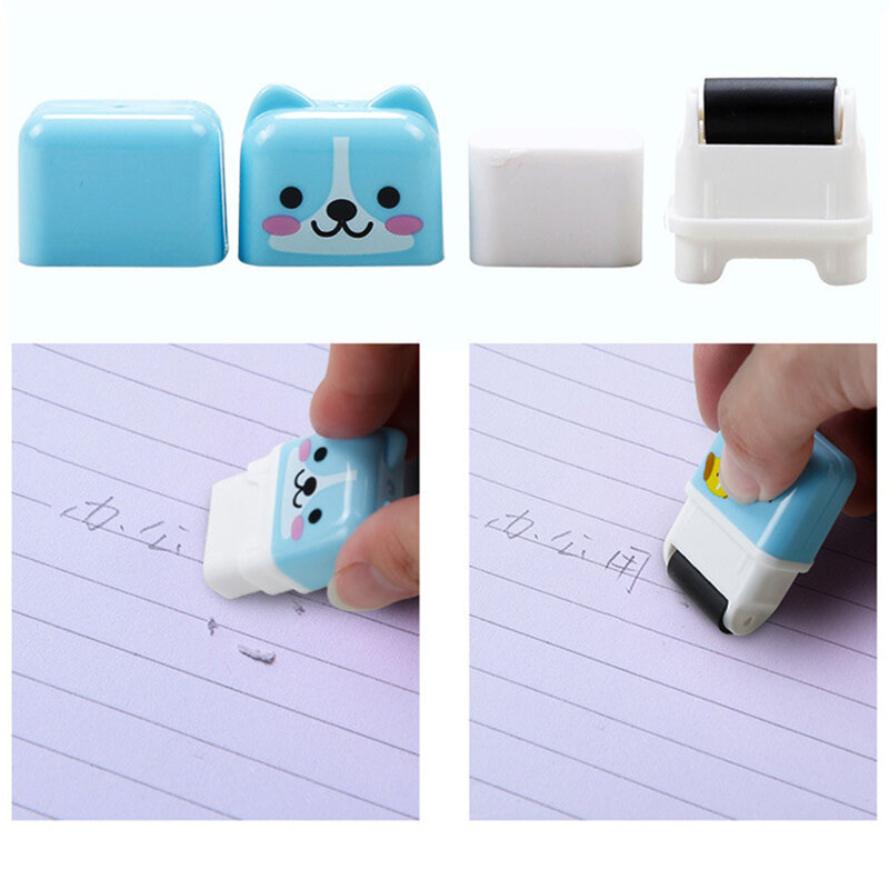 6pcs Cute Cartoon Roller Colorful Rectangle Eraser Rubber Students Stationery Kids Gift School Office Correction Supplies Eraser