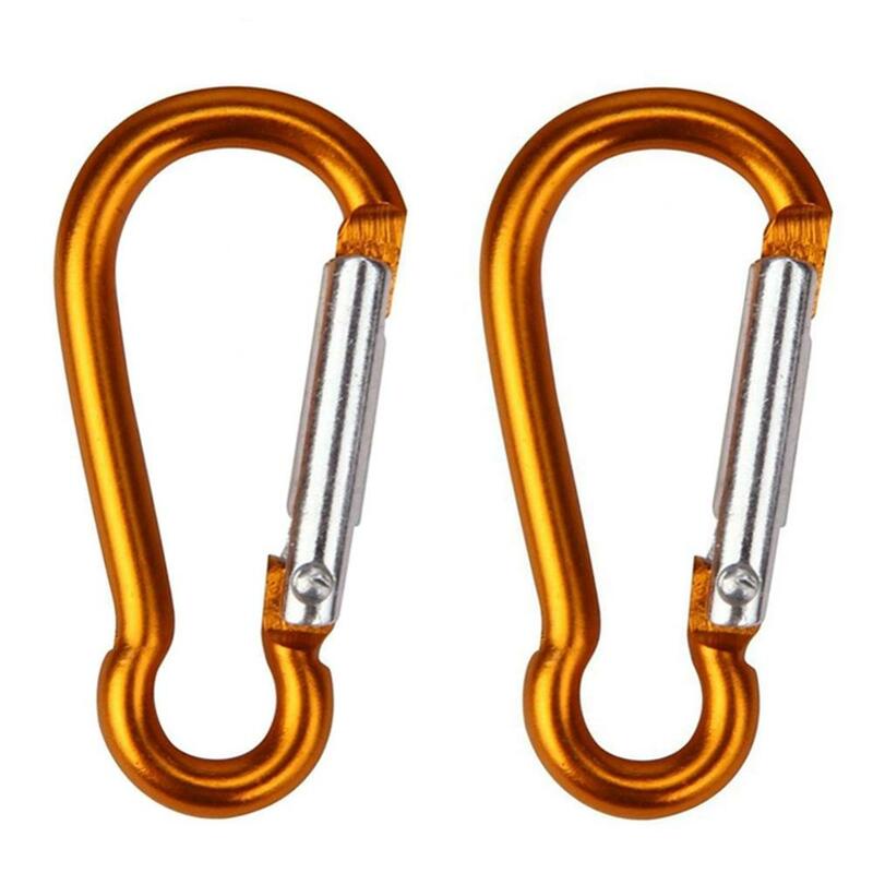 2Pcs Aluminum Alloy D Shaped Carabiner Spring Snap Clip Hooks Climbing Keychains Open And Close Smoothly Aluminum Alloy Hook