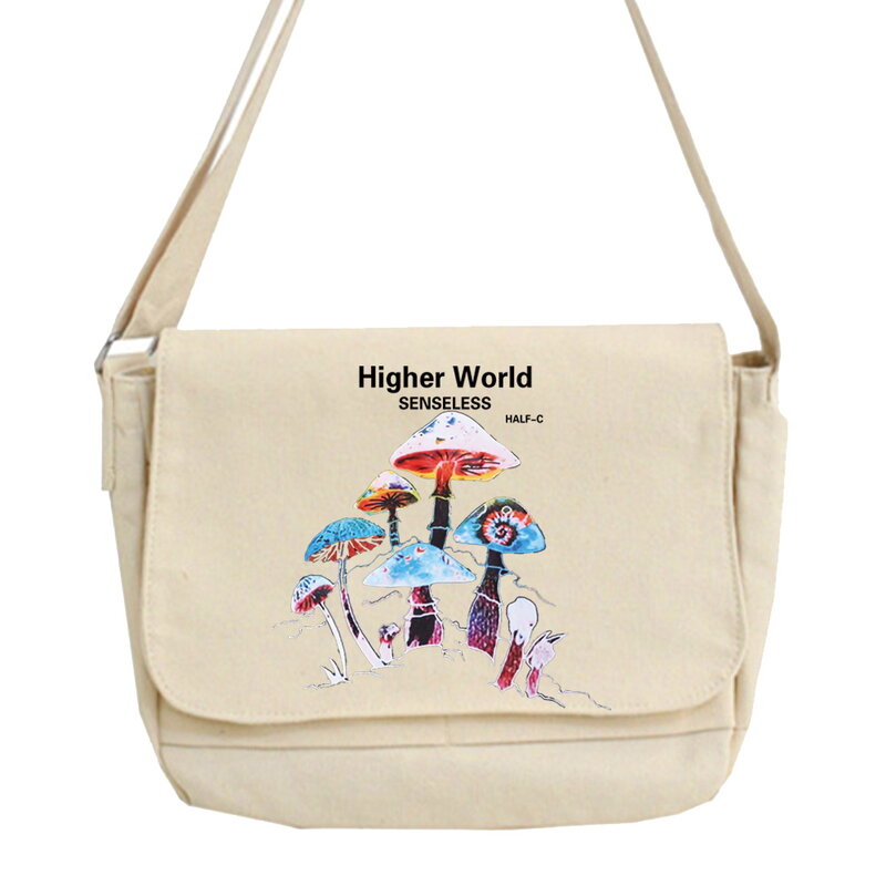 Sac messager à une épaule pour filles, sacoche multifonction Simple, Style collège Harajuku, sacs à motif de champignon