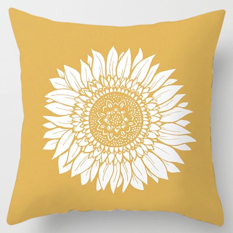 Modern Simple Yellow Flower Pillowcase Home Sofa Pillowcase Lumbar Pillowcase Pillowcase Cushion Lumbar Pillow