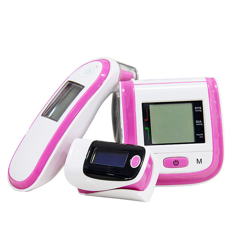 Fingertip Pulse Oxygen PR Oxímetro Termômetro Do Bebê, Esfigmomanômetro De Pulso, Monitor De Pressão Arterial, Family Health Tool, 3Pcs