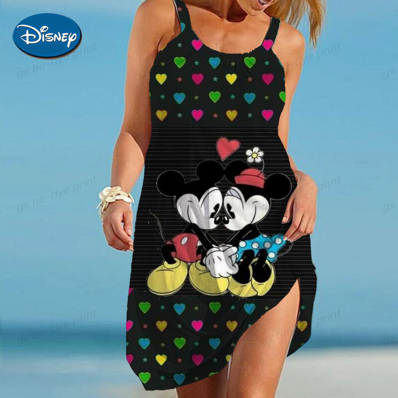 Women's Beach Blouse Wrap Towel Backless Sling Mini Beach Skirt Summer Disney Women's Beach Dress Sexy Cartoon Minnie Swimsuit
