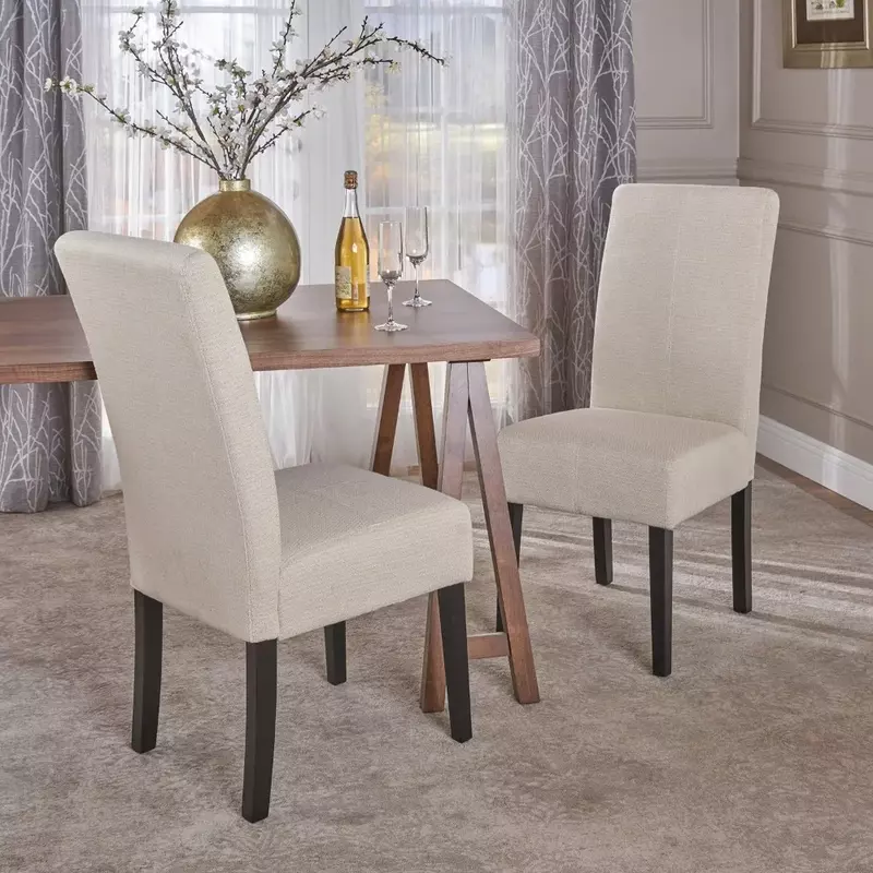 Dining chair fabric dining chair rubberwood legs need to be assembled, 2-piece set, espresso