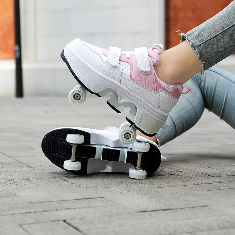 Sapatos Deform Roller Skate para mulheres, patins de 4 rodas, tênis Runaway Parkour, sapatos de deformação, presente para jovens e adultos