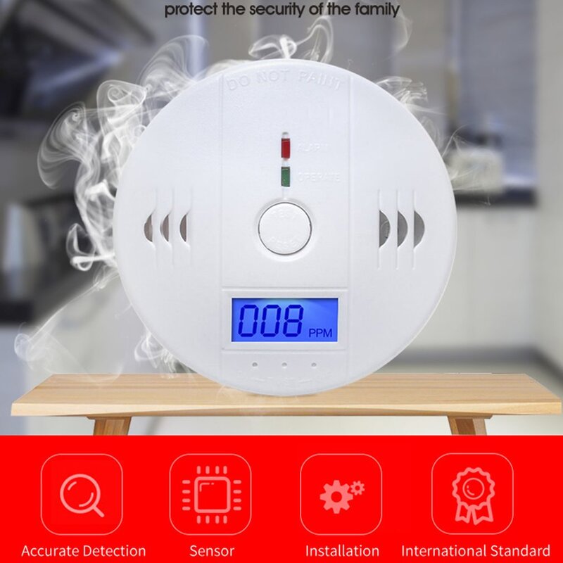 Hot Co Detector Waarschuwing Sirene Alarm Koolmonoxide Detector 85db Geluid Met Lcd-Indicator Veilige Sensor Home Beveiliging