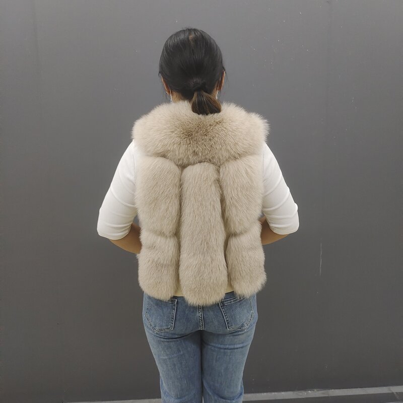 Chaleco de piel de zorro Real para mujer, abrigos de invierno, nuevo estilo