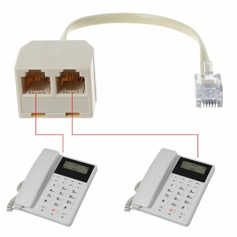 1 enchufe RJ11 macho a 2 adaptadores conector para cable telefónico Cat3 6P4C Conector 1 a 2 terminales