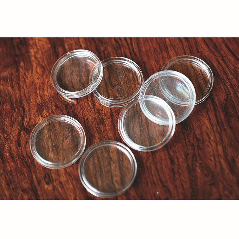 Scatola di protezione per la raccolta di monete da 50 pezzi 28mm scatola di monete scatola rotonda di piccole dimensioni trasparente in cristallo