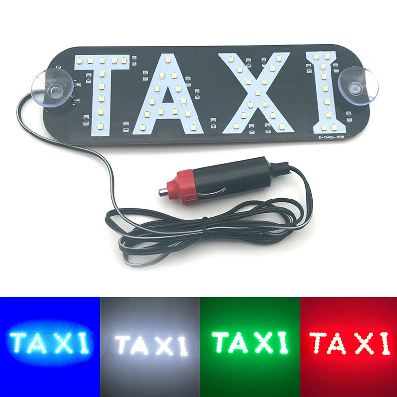 Taxi Sign LED Indicator Light Panel Sign Warning Light Cigarette Lighter With Suction Beacon Signal Light Taxi Light DC12V