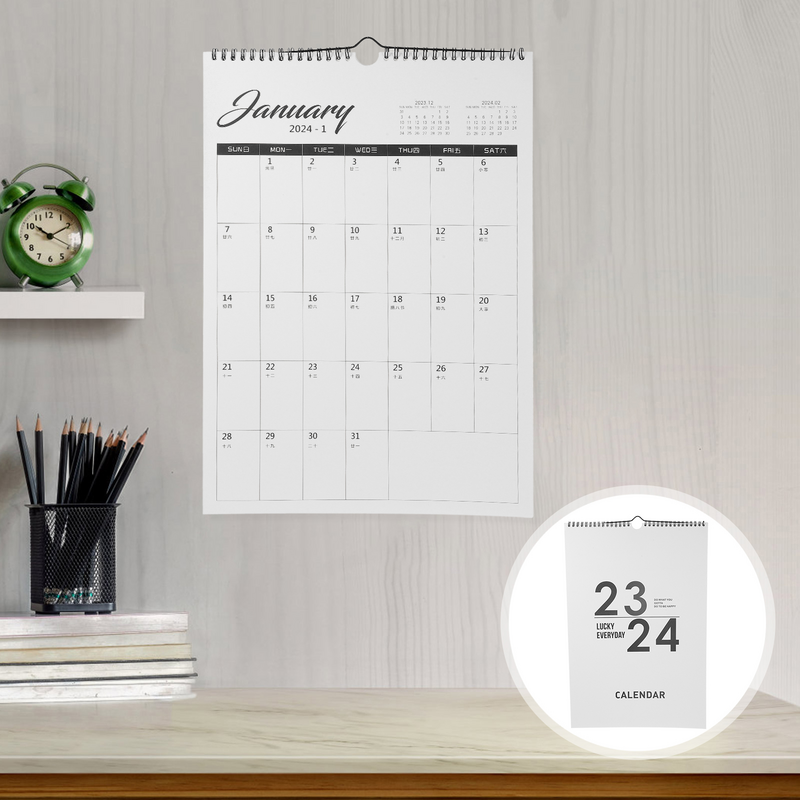 Calendário mensal de parede para casa, pendurado calendário de parede, Ano resistente, Nomeação, Feriado, 2024