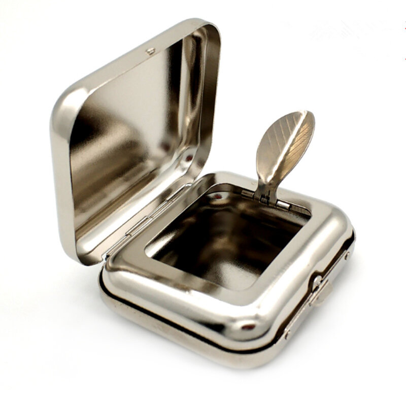 N2HAO-Cendrier de poche carré en acier inoxydable Smallsweet avec veds, cendrier portable en métal gênant