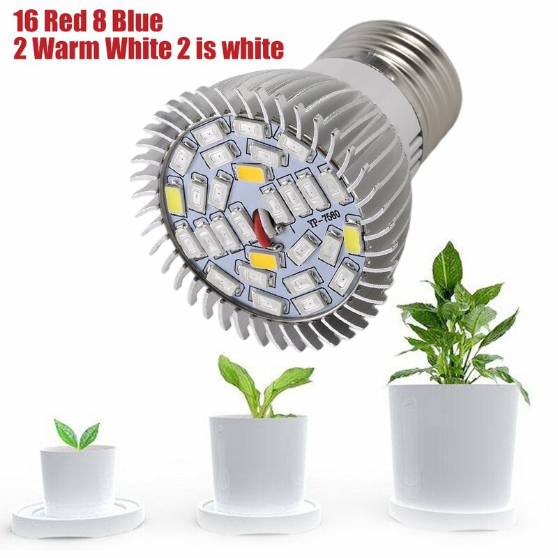 Luz LED de espectro completo para cultivo de plantas, lámpara hidropónica para invernadero de interior, caja de cultivo de flores, 8/28W, E27