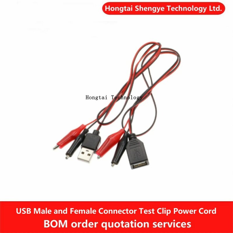 Connettori USB maschio e femmina clip di prova della batteria a coccodrillo cavo adattatore di alimentazione cavo rosso e nero lunghezza del cavo 50cm