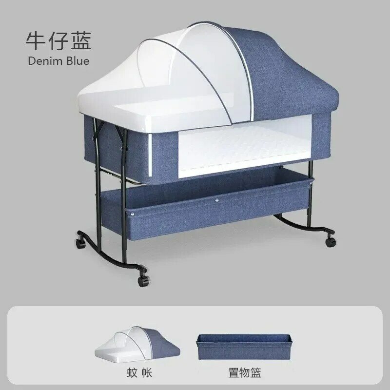 Multifuncional berço dobrável, berço neonatal portátil, cama removível Splicing Queen Bed, 2024