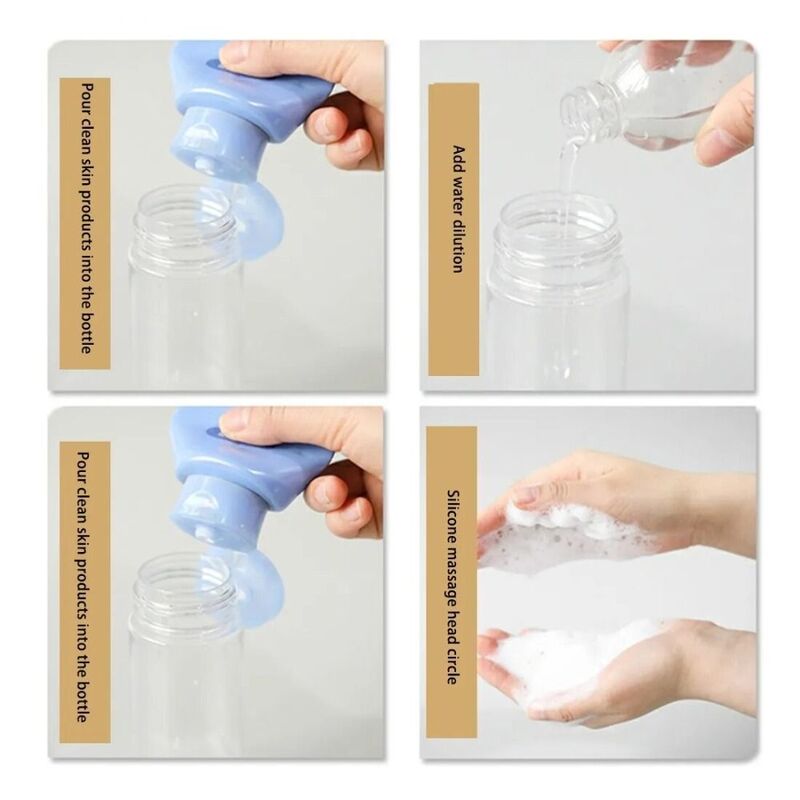 Botella de limpieza Facial vacía y portátil, botella de espuma de jabón con cepillo de silicona para limpieza Facial y Mousse, viaje, 100ml
