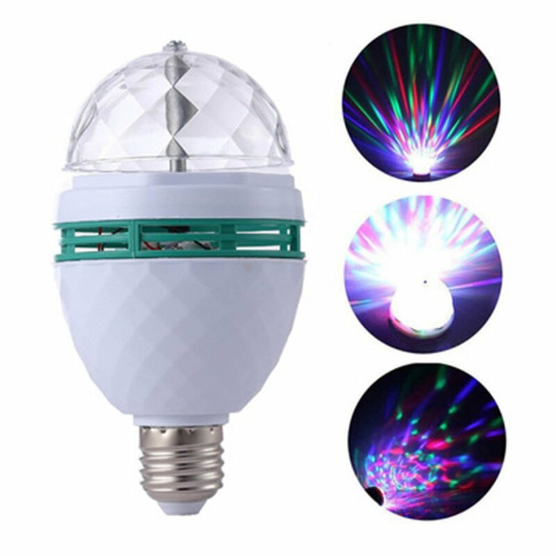 KTV Bar E27 3W RGB Color Magic Ball Rotating Bulb Small Magic Ball Light KTV Flash Bulb E27 Stage Lamp RGB LED Bulb