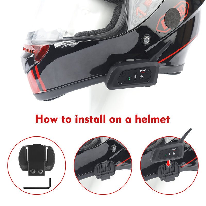 EGuitar-Oreillette Bluetooth AS V6 PRO pour moto, appareil de communication pour casque, intercom avec longue portée BT, communicateur pour 6 motocyclistes, étanche, nouveau