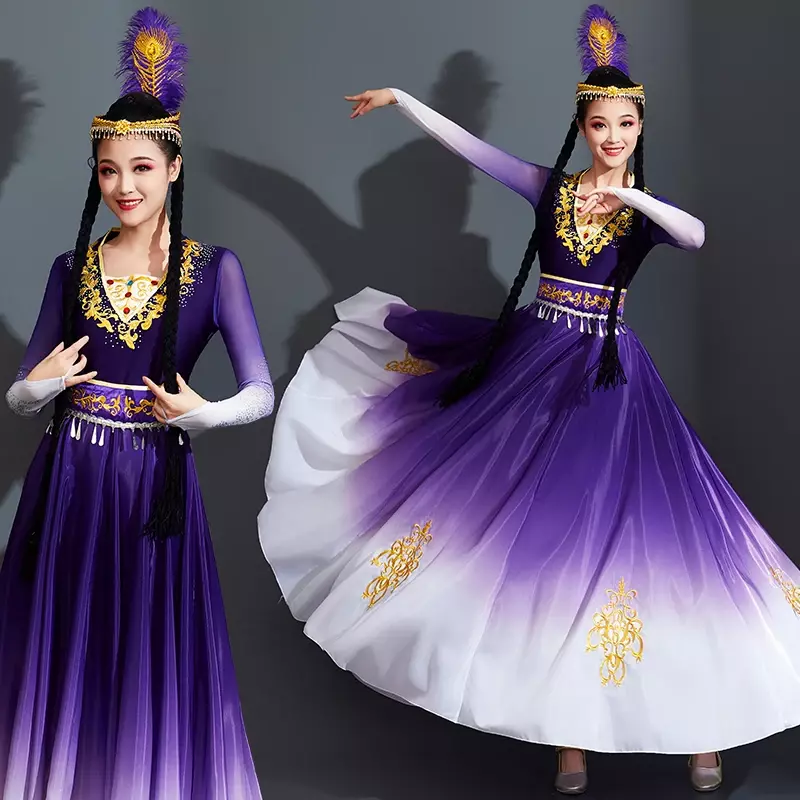 Sukienka na występy kostium taneczny Xinjiang dla duża spódnica typu Swing tańca otwierającego dla dorosłych kobiet