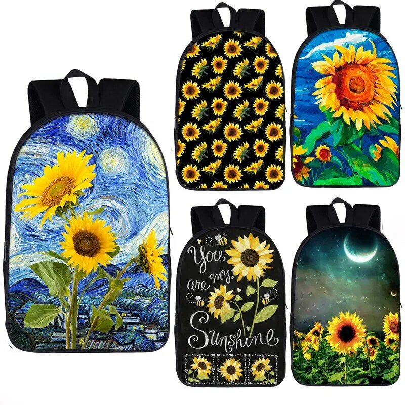 Van Gogh tas ransel pria wanita, tas punggung Laptop tas buku anak laki-laki perempuan remaja, tas sekolah anak-anak, tas punggung motif bunga matahari, berbintang