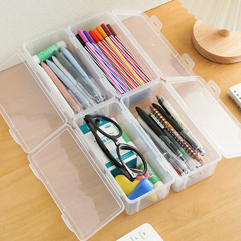 1ชิ้นกล่องใส่ดินสอวัสดุ PP กล่องใส่ดินสอโปร่งใสอุปกรณ์กล่องใส่ดินสอไปโรงเรียนเครื่องเขียนที่เก็บดินสอ